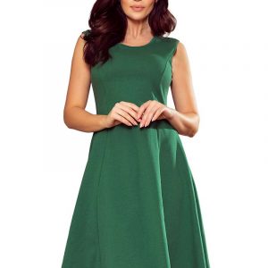 Zielona Trapezowa Sukienka bez Rękawów