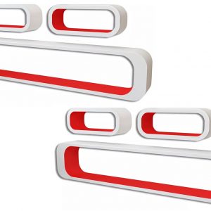 Zestaw biało-czerwonych półek ściennych – Mins 3X